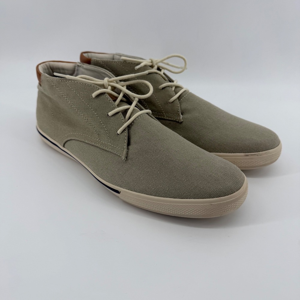 Tommy Bahama Chukka Men 11 Khaki Calderon TB7S00060 Canvas Leather Mid Top Boot